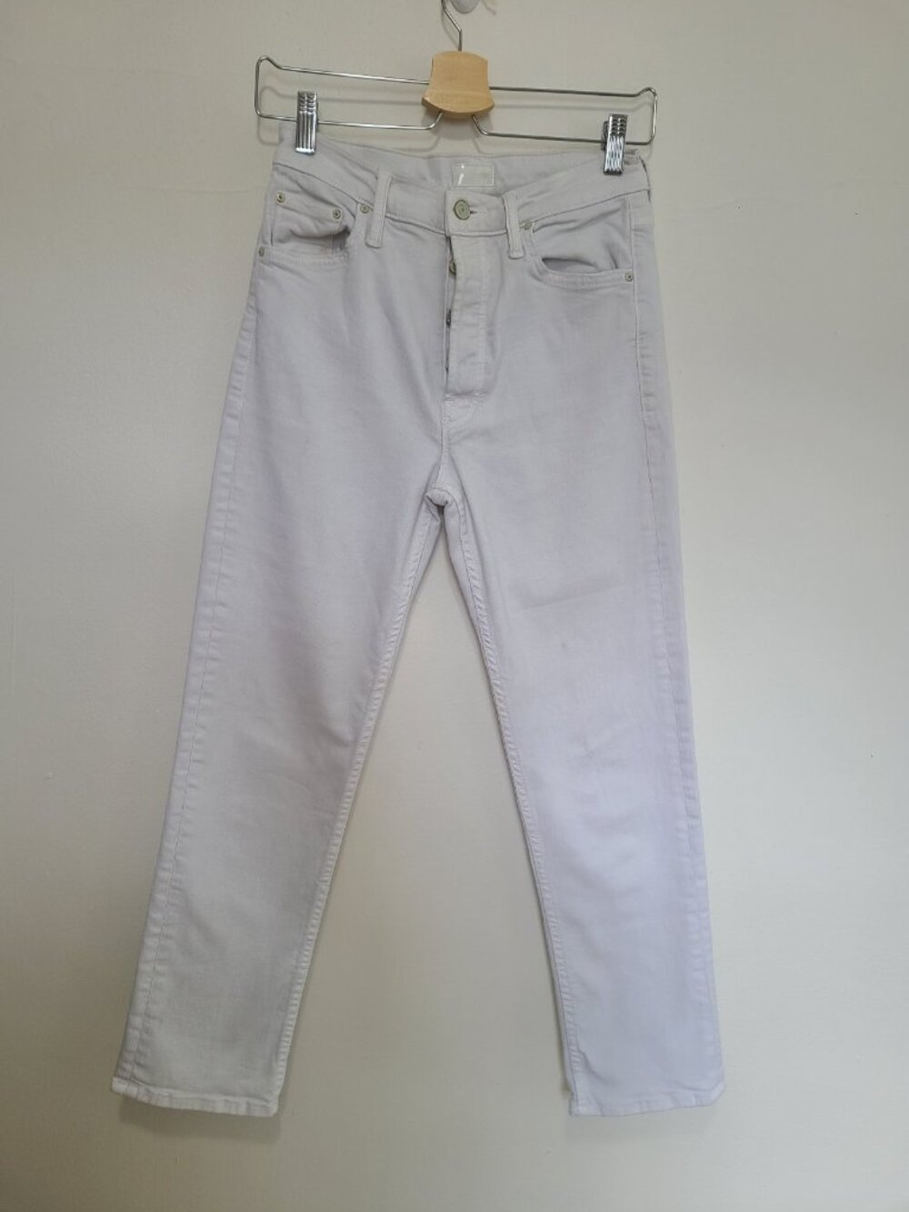 Mother The Tomcat Jeans Cream Puffs High Waist Ankle Skinny White Denim Size 27